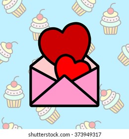 Web line icon. Love Letter.