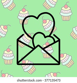Web line icon. Love Letter.