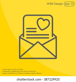 Web line icon. Love Letter.