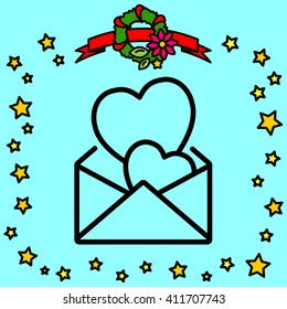Web line icon. Love Letter.