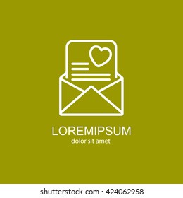 Web line icon. Love Letter.