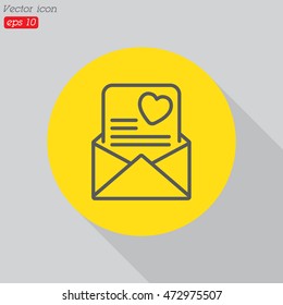 Web line icon. Love Letter.