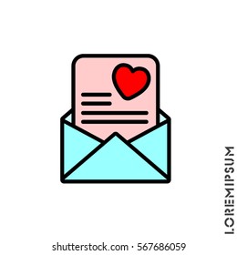 Web line icon. Love Letter.
