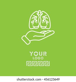 Web line icon. Lungs in hand