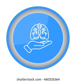 Web line icon. Lungs in hand