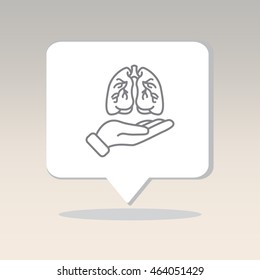 Web line icon. Lungs in hand