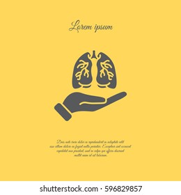 Web line icon. Lungs in hand