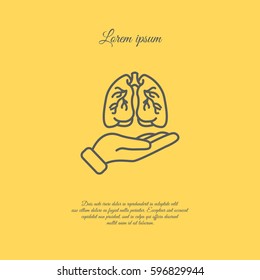 Web line icon. Lungs in hand