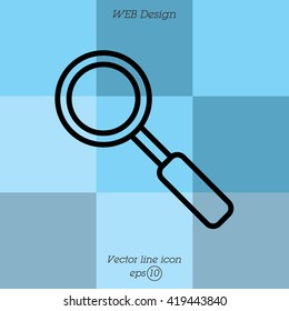Web line icon. Magnifier