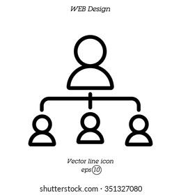 Web line icon. Management, group of people