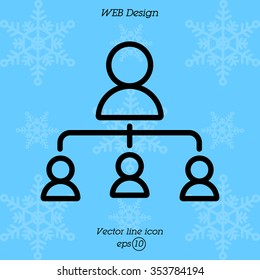 Web line icon. Management, group of people