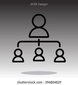 Web line icon. Management, group of people