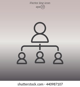 Web line icon. Management, group of people
