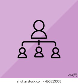 Web line icon. Management, group of people