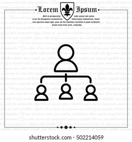 Web line icon. Management, group of people