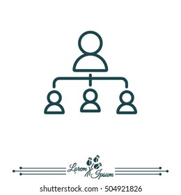 Web line icon. Management, group of people