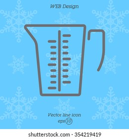 Web line icon. Measuring cup for kitchen