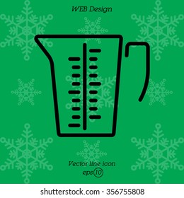 Web line icon. Measuring cup for kitchen