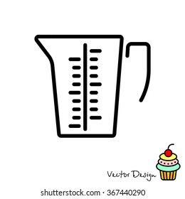 Web line icon. Measuring cup for kitchen