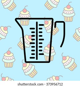 Web line icon. Measuring cup for kitchen