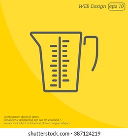 Web line icon. Measuring cup for kitchen