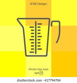 Web line icon. Measuring cup for kitchen