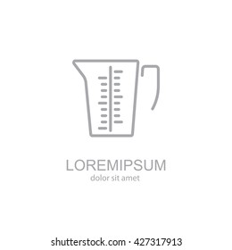 Web line icon. Measuring cup for kitchen
