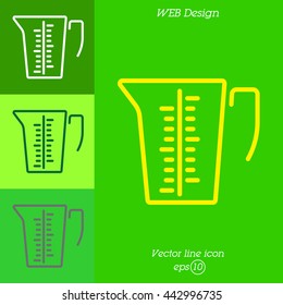 Web line icon. Measuring cup for kitchen