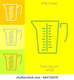 Web line icon. Measuring cup for kitchen