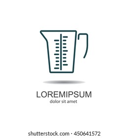 Web line icon. Measuring cup for kitchen