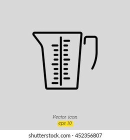 Web line icon. Measuring cup for kitchen