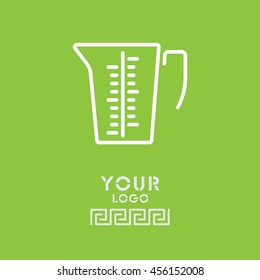 Web line icon. Measuring cup for kitchen