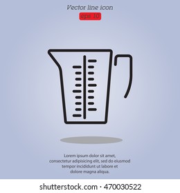 Web line icon. Measuring cup for kitchen