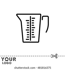 Web line icon. Measuring cup for kitchen