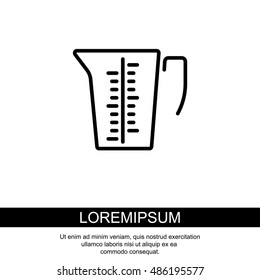 Web line icon. Measuring cup for kitchen
