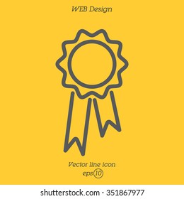 Web line icon. Medal for animals, Medal winner