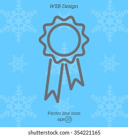 Web line icon. Medal for animals, Medal winner