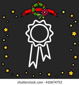 Web line icon. Medal for animals, Medal winner