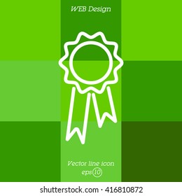 Web line icon. Medal for animals, Medal winner