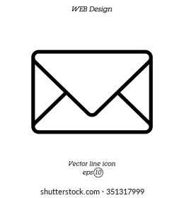 Web line icon. Message, closed envelope