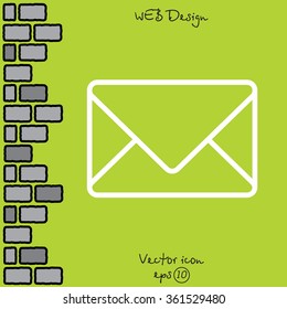 Web line icon. Message, closed envelope