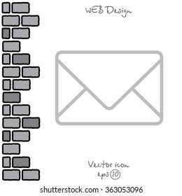 Web line icon. Message, closed envelope