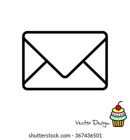 Web line icon. Message, closed envelope