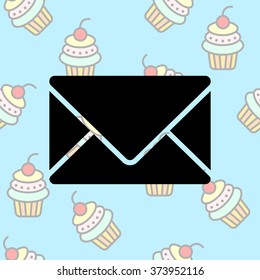 Web line icon. Message, closed envelope
