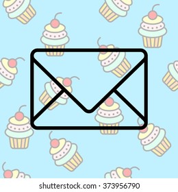 Web line icon. Message, closed envelope