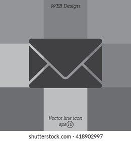 Web line icon. Message, closed envelope