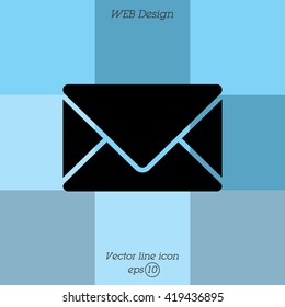 Web line icon. Message, closed envelope