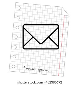 Web line icon. Message, closed envelope