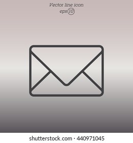 Web line icon. Message, closed envelope