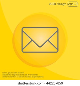 Web line icon. Message, closed envelope